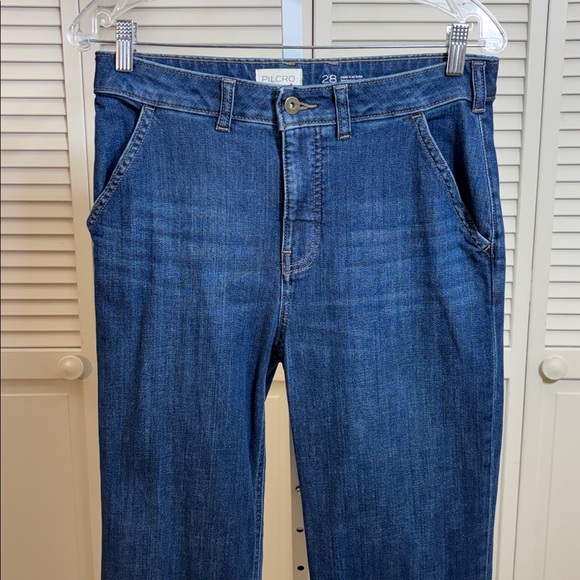 Anthropologie Pilcro High Rise Women's Cuffed Wide Leg Jeans Size 28 - Picture 2 of 11